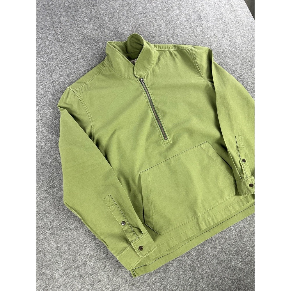 RARE Wallace & Barnes Military Shirt Mens Size XL Green Cotton Twill 1/4 Zip